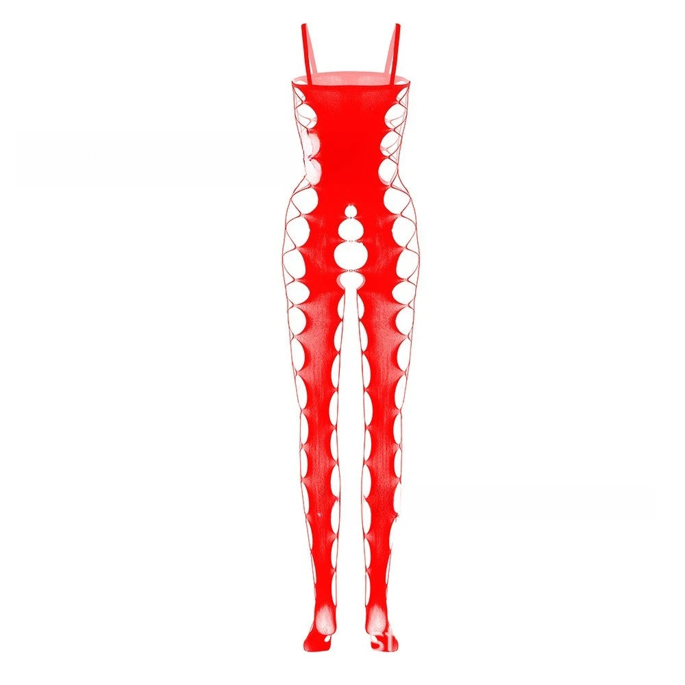 Toucheart Sexy Jumpsuit, One-piece Stockings, Women Crotchless Suspenders, Hollow See-through Temptation One-piece Mesh Clothing