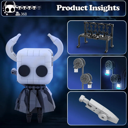 370PCS Hollowed Knight Building Blocks Ghost Set Street Lighting Model Bricks Desktop Ornaments Kids Educational DIY Toys Gifts
