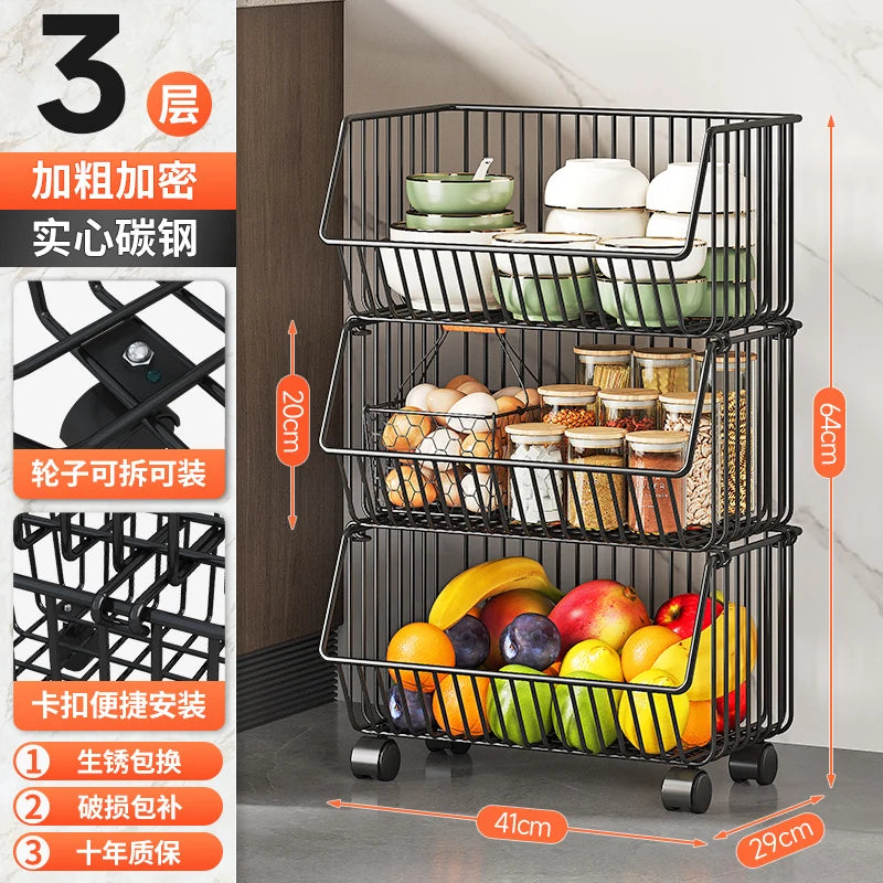 주방수납 Rolling Storage Cart Multipurpose Rustproof Modern Storage Cart Kitchen Multi-layer Trolley with Wheel Kitchen Furniture