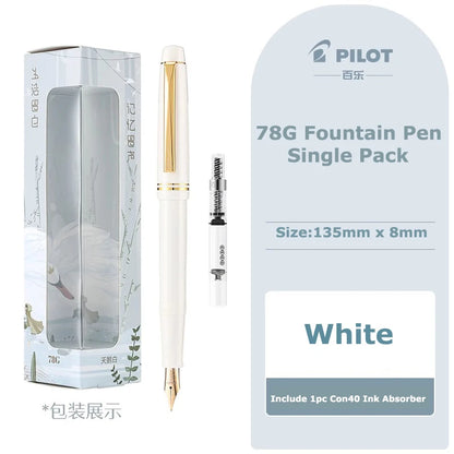 PILOT 1pcs Japan Fountain Pen FP-78G High-end Writing Stationery EF/F/M Iridium Pen Tip Luxury Gift Box Student Smooth Writing
