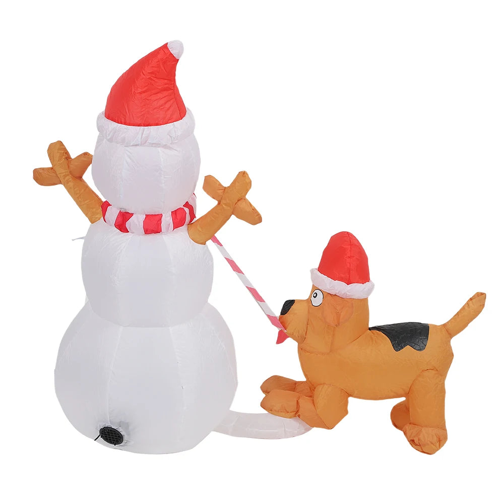 4 FT Inflatable Snowman with Dog Christmas Blow Up Yard Decorations, Snowman Bite Dog with LED Lights, for Indoor Outdoor Yard