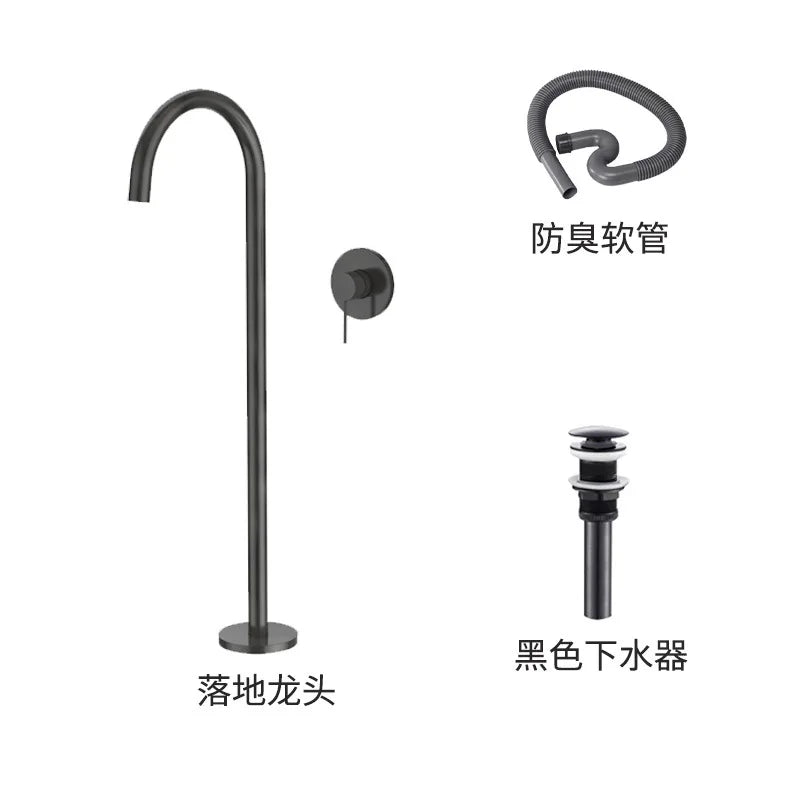 Design Sense Niche Artificial Stone Pillar Basin B & B Clubhouse Wabi Sandy Wind Travertine Integrated Floor-to-Floor Washbasin