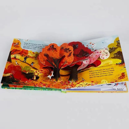 Usbrone POP UP Seasons English Educational 3D Flap Picture Baby Story Card Books Children Kids Reading Book for 3-6 Years Old
