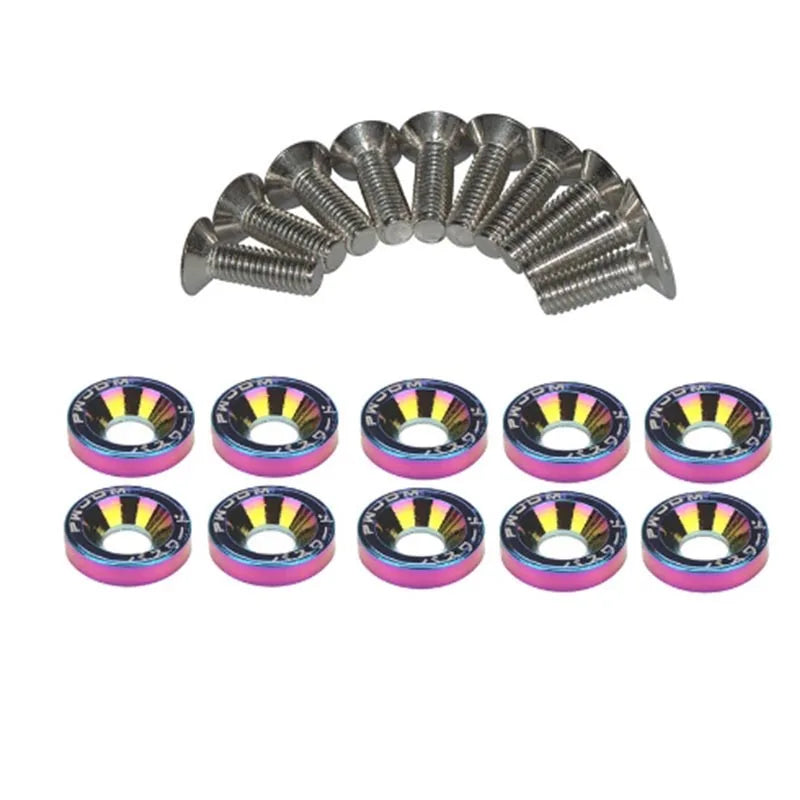 Car Motorcycle Modification Colored Screw Washer DIY Personalized Screw Washers Fasteners Concave Screws Protective Plate Washer