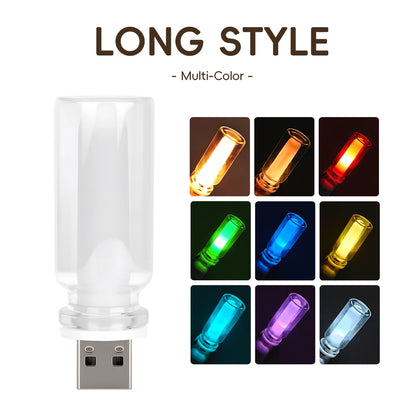 RGB Dynamic LED Touch Ambient Light Candle Type Night Light Clear Glass Flickering Flame Light USB Car Interior Accessories