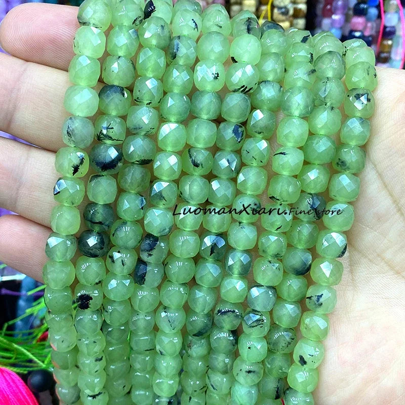 Natural Stone 7-8MM Faceted Square Lapis Lazuli Loose Cube Spacer Beads for Jewelry Making Diy Earrings Bracelets Accessories