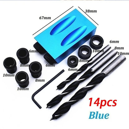New 7/14/15Pcs Pocket Hole Screw Jig 15 Degrees Dowel Drill Joinery Kit Carpenters Wood Woodwork Guides Joint Angle Locator Tool