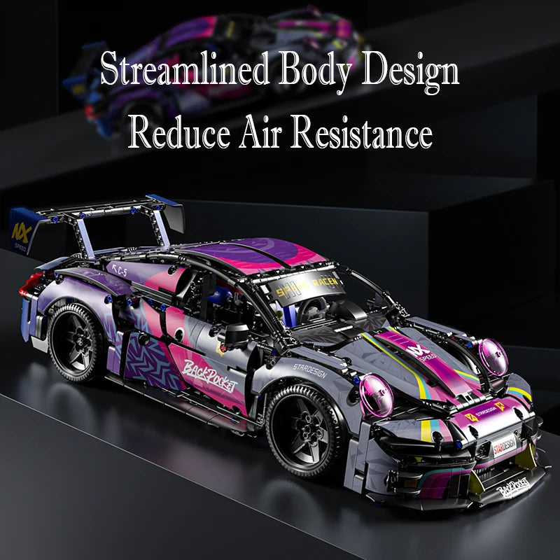 1700pcs RSR Racing Car Building Blocks Set, Technical Model Sports Car Toy DIY Collector's Gift for Adults/Teens/Kids/Boys/Girls