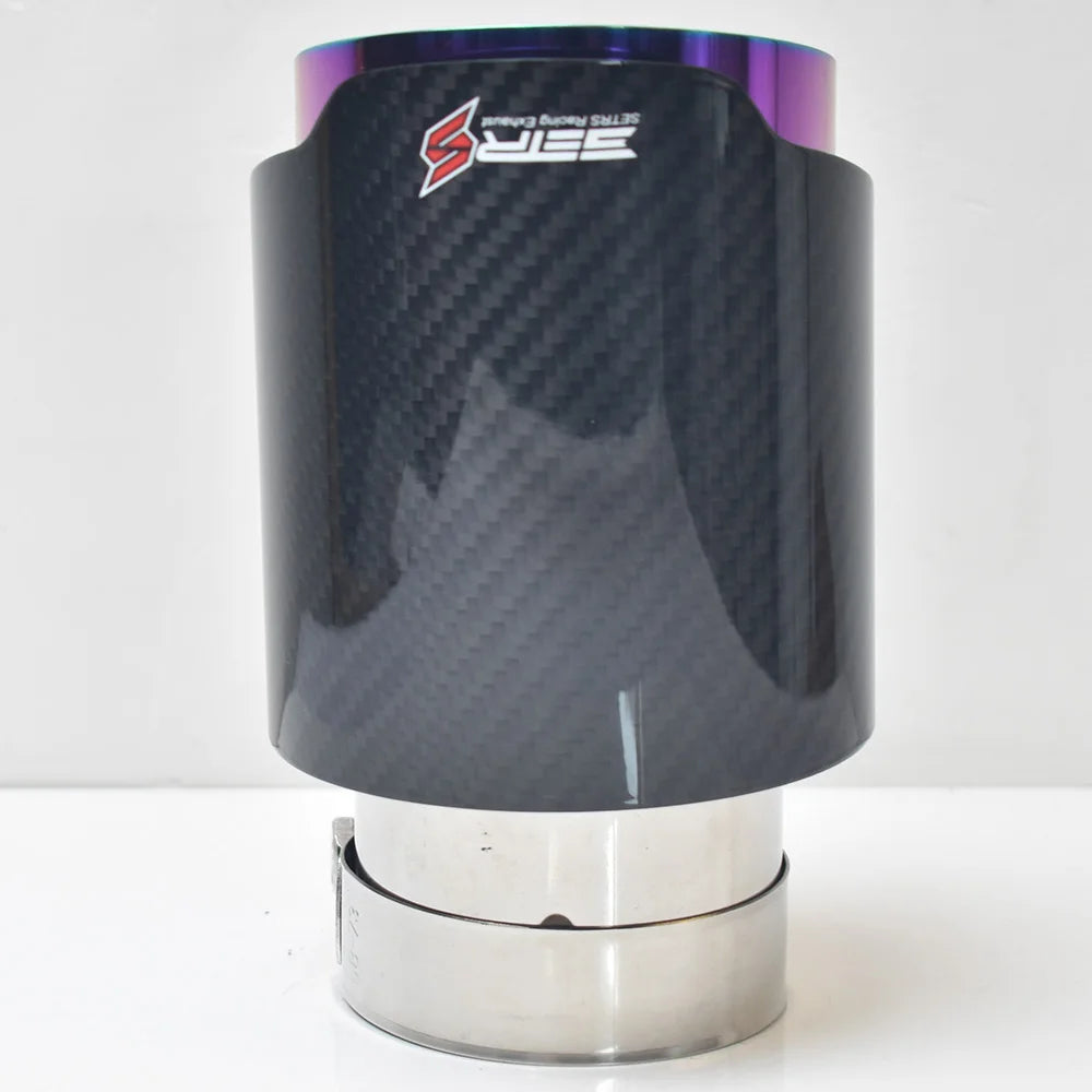 Purple Brunt Universal Car Stainless Steel Muffler Tip End Pipe Twill Glossy Fiber Carbon Accessory