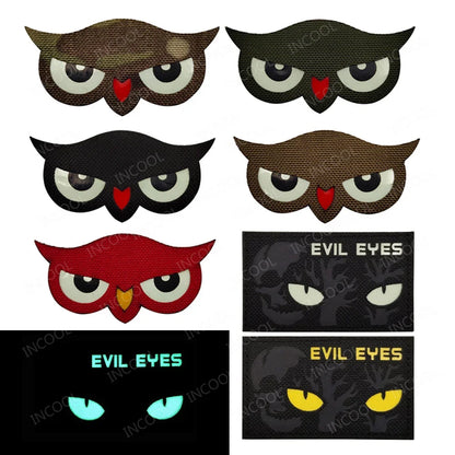 Cat Eyes Glow In Dark Patches Infrared IR Reflective Rubber Appliqued For Hats Helmet Uniform Backpack