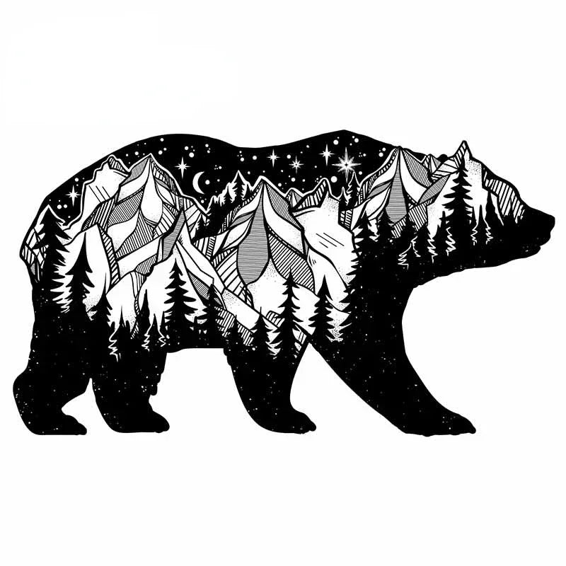 New Design Big Bear Car Bumper Window Sticker Scratch Repair Decal Vinyl Car Packaging Motorcycle Camper Decorative Decal, 13cm