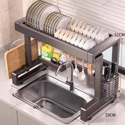 New Dish Drying Rack Kitchen Over The Sink Dish Drain Rack Utensil Holder Sink Stainless Steel Matt Black