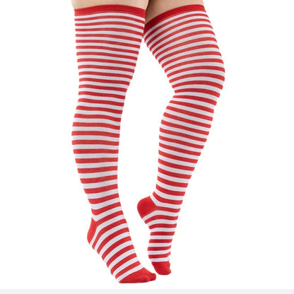1 Pair Plus Size Thigh High  Compression Socks Up To 200lb Striped Over Knee Long Boot Stockings  Leg Warmers for Cosplay,Sports