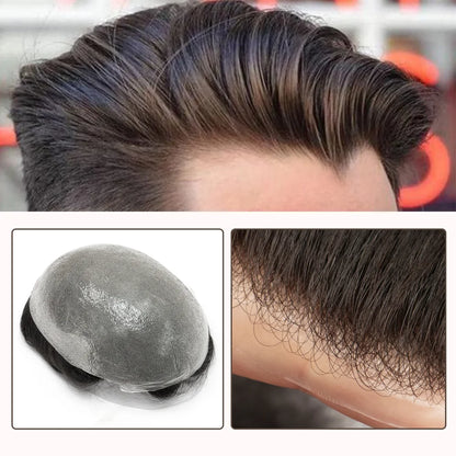 0.03mm Thin Skin Men's Wig 90% 100% Density Human Hair Men Toupee Capillary Prosthesis V Loop Natural Hairline for Hair Loss