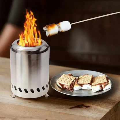 Mini Smokeless Stainless Steel Wood Stove Portable Camping Fire Stove