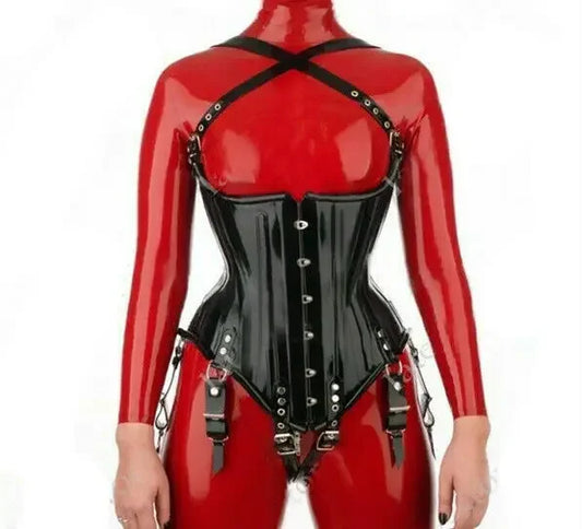 Latex Rubber  Gummmi Black Corset Sports Party Racing Uniform Fitness Pool Cool Sport Hand Costume 0.4mm S-XXL