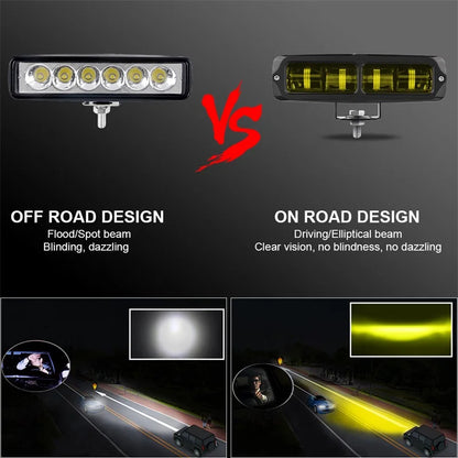 6D LED Light Bar 6 Inch 30W LED Work Light Yellow White Fog Light For Car Motorcycle Offroad 4X4 ATV Truck Tractor 12V 24V