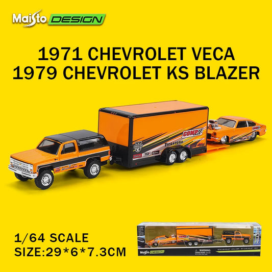 Maisto 1:64 1979 Chevrolet® K5/Car Traller/1971 chevrolet vega Blazer die-cast precision model car Model collection gift