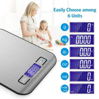 5/10KG LCD Display Digital Kitchen Electronic Scale Stainless Steel Panel USB Charg Precise Small Platform Scale Portable