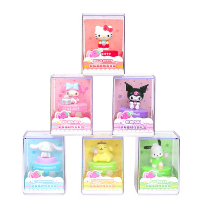 Sanrio Strawberry Cake Surprise Gift Box Series Hello Kitty Kuromi Dolls Figures Desktop Model Ornament Toy Gift