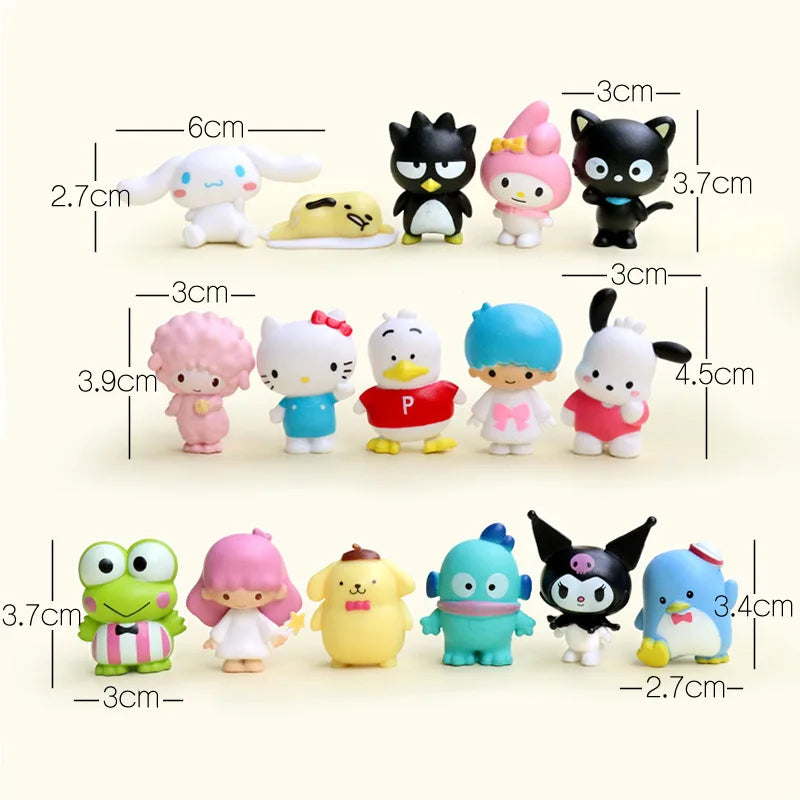 Kawaii Sanrio Anime Figure Cinnamoroll Kuromi Doll Strawberry Bear Action Figures DIY Cake Decorate Toys Gifts For Children