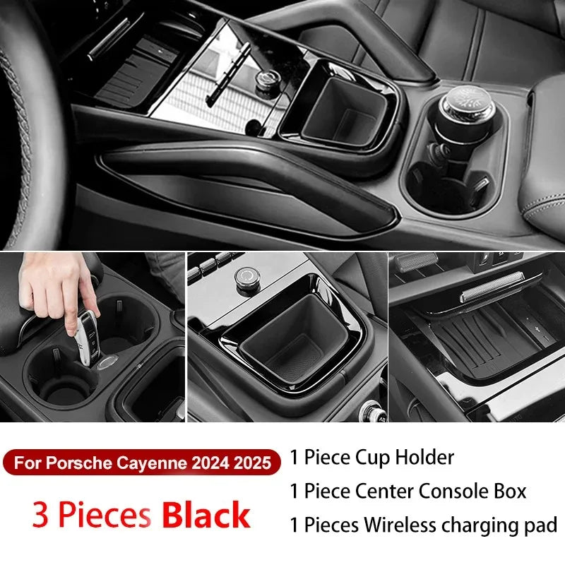 For Porsche Cayenne 2024 -2026 Silicone Car Cup Holder Center Console Organizer Anti Spill- Drink Holder Insert Auto Accessories