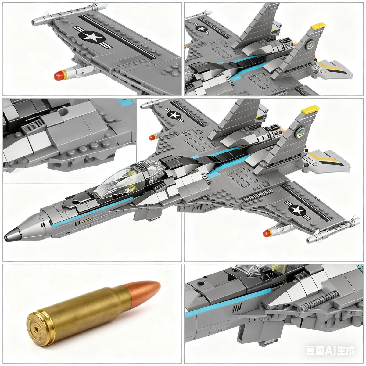 Air Force Military Theme Assembly Model J15 J20 Fighter Carrier-Based Aircraft Building Blocks Toy Gift For Boys