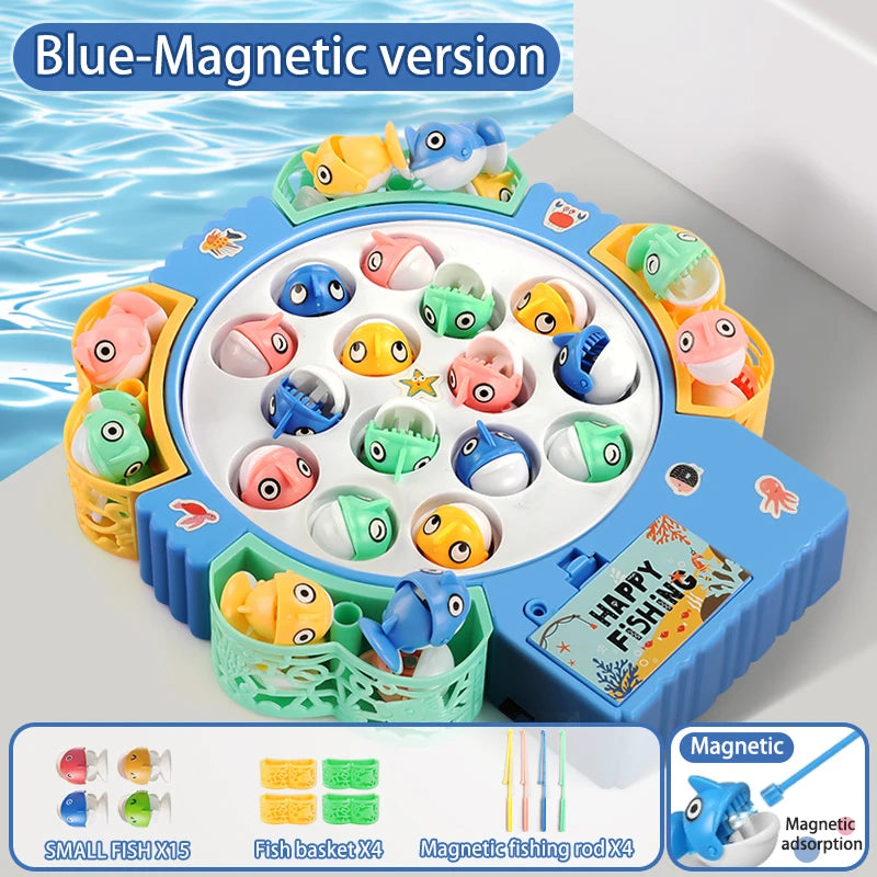 Magnetic Rotating Fishing Game Plate - Fishing Toy with Music to Develop Hand-Eye Coordination for kids Christmas Birthday Gifts