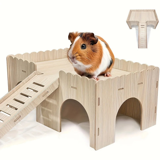 1 Piece of Accessory, Color and Style Shipped Randomly, Cage Decoration, Wooden Squirrel Hamster Nest, Rabbit Golden Hamster Small House, Guinea Pig Hedgehog Small Pet Sleeping Room