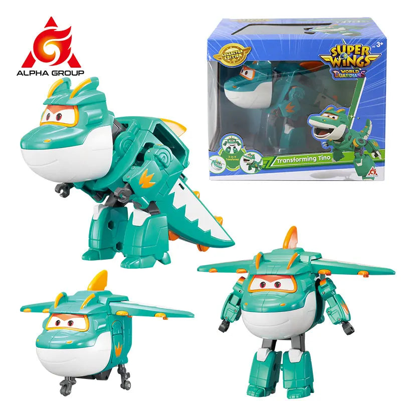 Super Wings 5 Inches Transforming Traver Transforms from Airplane to Robot in 10 Steps Deformation Action Figures Kid Toys Gift