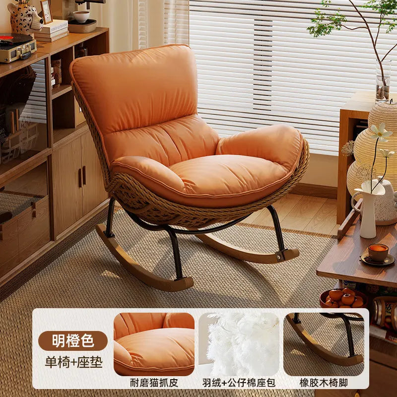 Rattan Rocking Chair for Adults, Lazy Recliner Leisure Sofa, Relax Rocker Chair for Living Room, Balcony Indoor Daily Rest
