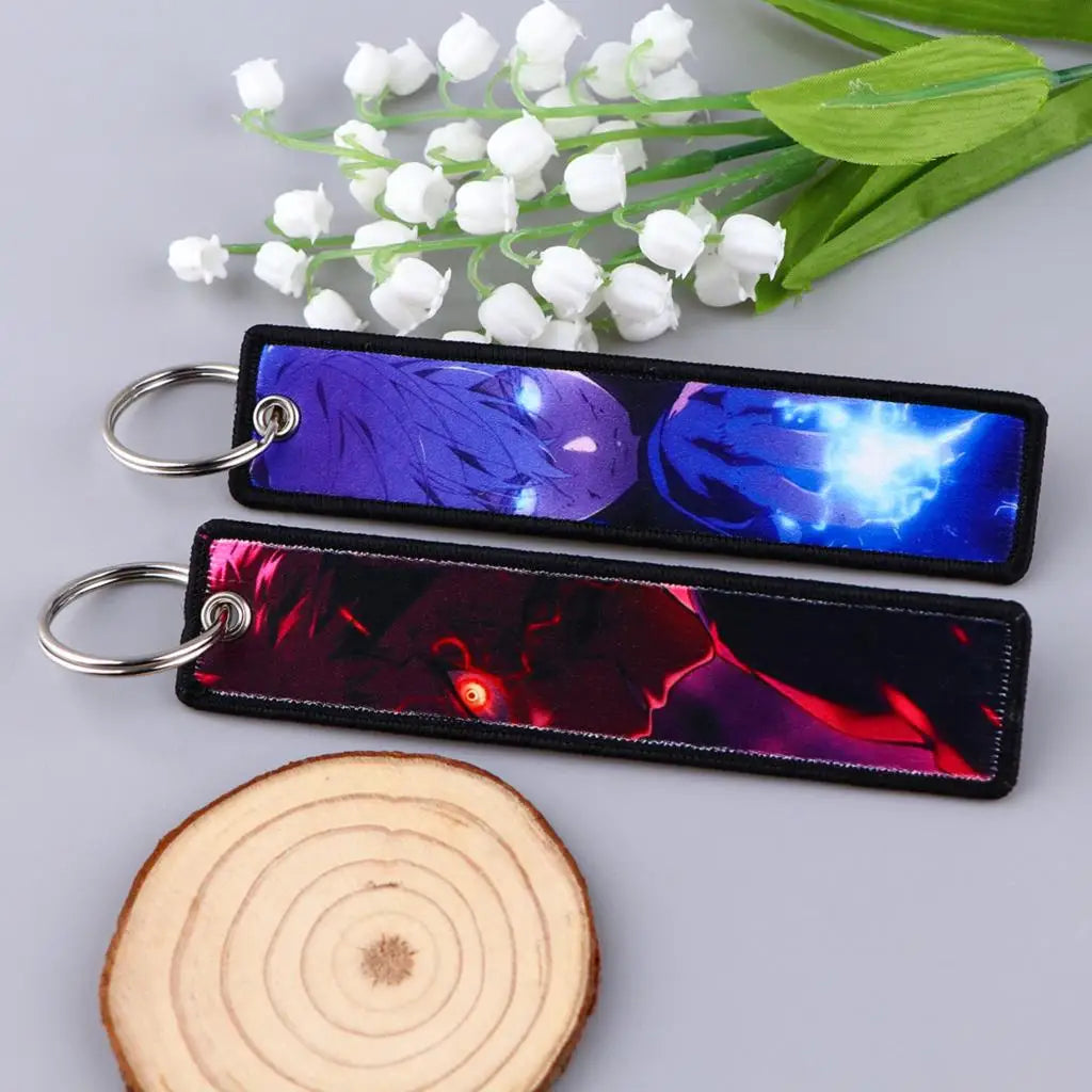 Cool Man Embroidery Key Fobs Keychains for Women Anime Key Tags Keyring Accessories Toys Gift
