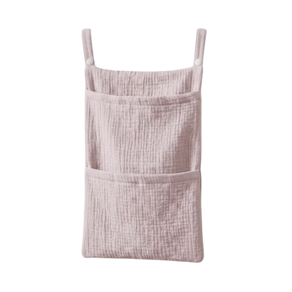 Pure Cotton Baby Crib Hanging Bag Large Capacity Solid Color Stroller Storage Bag Multifunctional 2 Pockets Diapers Organizer