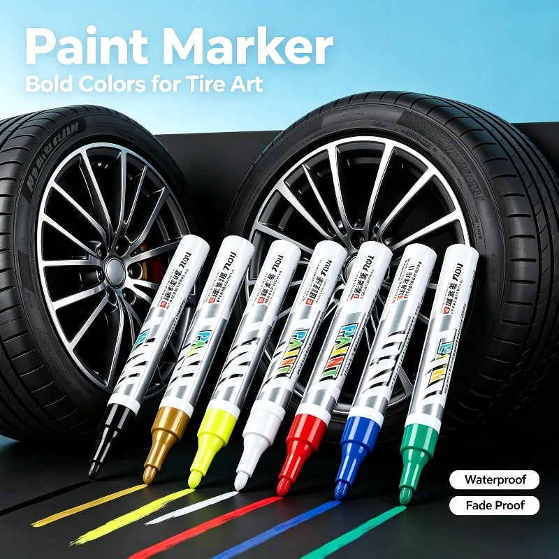 Tire Touch Up Paint Pen Quick Drying Marker Car Tyre Lettering Graffiti Pen For Auto Motorcycle Rubber Wheel Maintenance