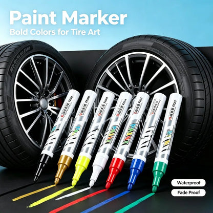 Tire Touch Up Paint Pen Quick Drying Marker Car Tyre Lettering Graffiti Pen For Auto Motorcycle Rubber Wheel Maintenance