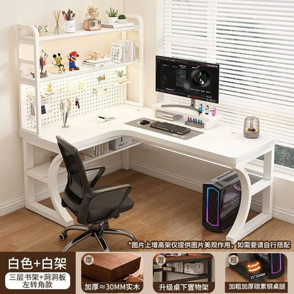 Computer Desk Corner Multi Functional Double Writing Table L Shaped Office Desk with Bookshelf Study Desk for Home Furniture