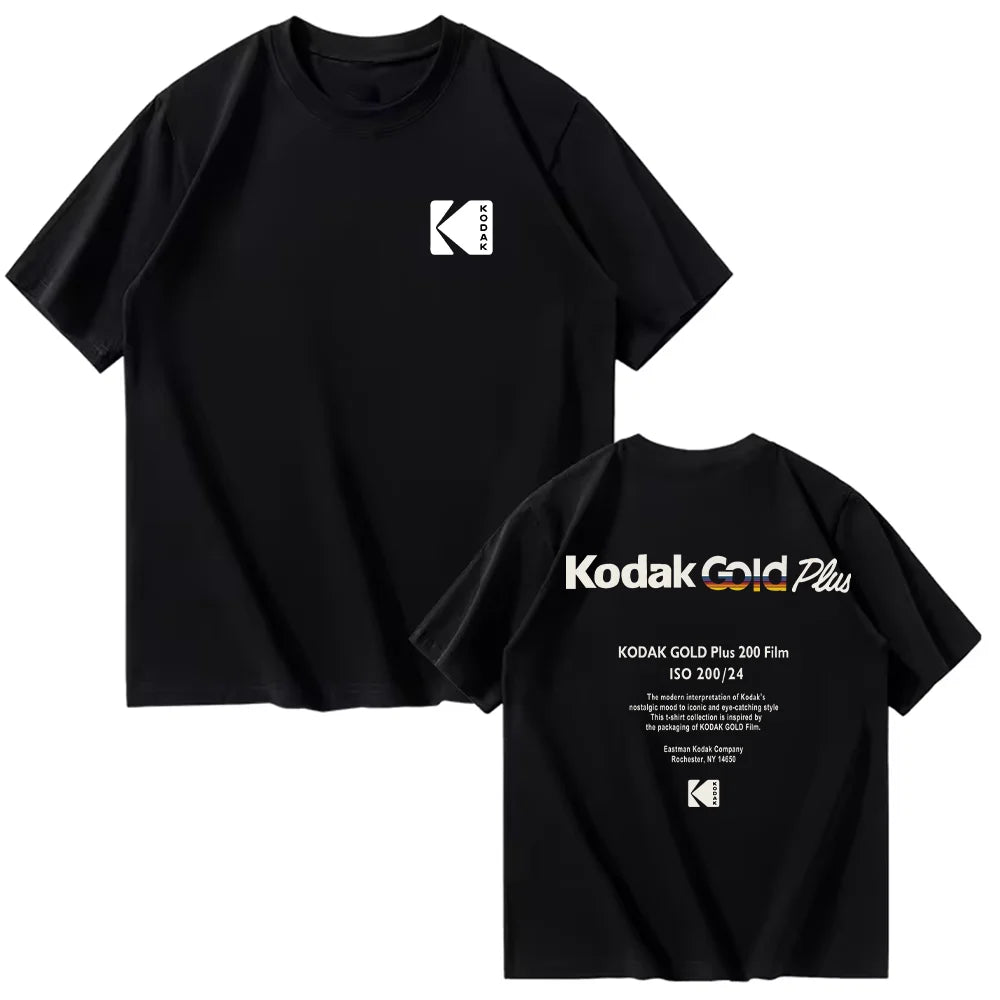 Kodak Summer Brand Men T-shirt Cotton Solid Color Daily Graphic Print Casual Breathable Short Sleeve Top Tees Women Clothing