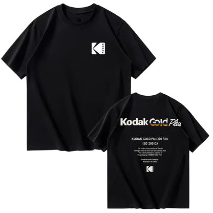 Kodak Summer Brand Men T-shirt Cotton Solid Color Daily Graphic Print Casual Breathable Short Sleeve Top Tees Women Clothing