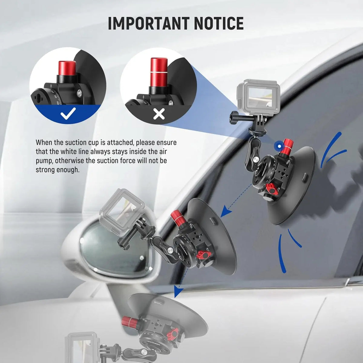 NEEWER 6"/15.2cm Camera Suction Cup Mount Metal Suction Cup Mount on Car Windshield Dash for Camera/Action Camera/Phone Holder