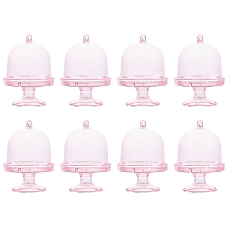 5/20Pcs Mini Candy Cupcake Stand Holder with Clear Lid Chocolate Dessert Display Tray Wedding Kids Birthday Party Decor Supplies