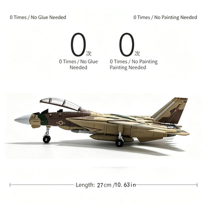 Tomcat Desert Camo Fighter Jet Building Block Model  Hobby Collectible Display Toy Gift for Boys