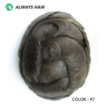 0.12-0.14mm PU Men Toupee Full Thickness Skin Indian Human Hair Men's Capillary Prothesis 130% Density Wig Man