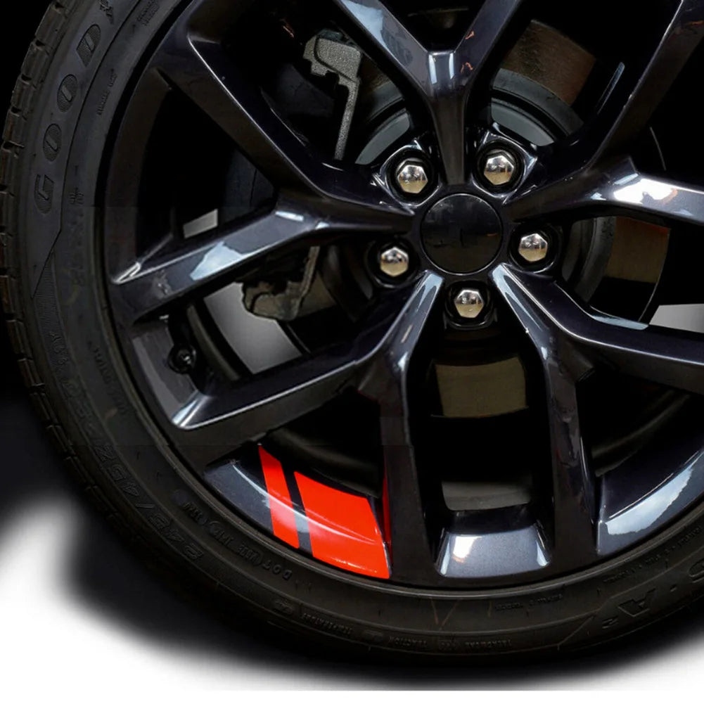 6PCS Reflective Car Wheel Decal Sticker Pressure Adhesive Auto Red Accessories Car Stickers Wheel Hub Decals