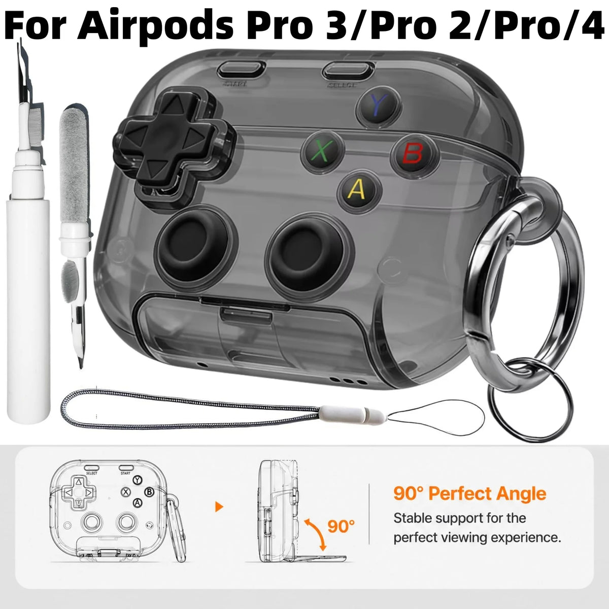 for AirPods Pro 3/Pro 2/Pro/4 Case with Secure Lock Cute 3D Game Player Design Protective Earphone Case Cover for AirPods 4/Pro3