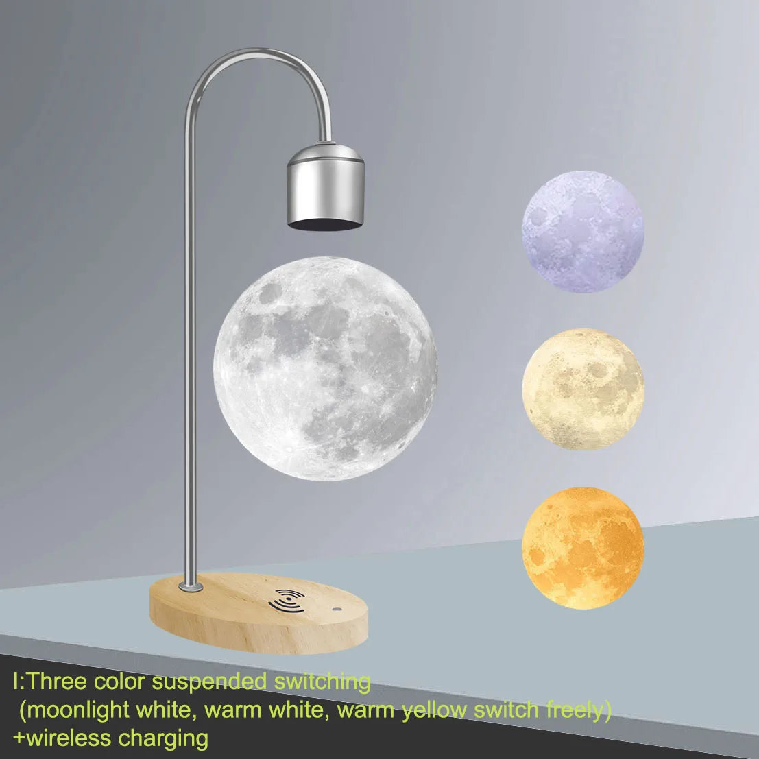Suspended Moon Lamp 3D Printing Seamless Creative Suspended Moon Desk Lamp Home Decoration LED Night Light