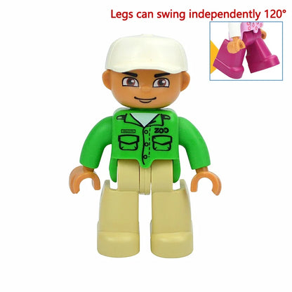 Figures Dolls Big Size Building Blocks Family Action Workers Doctor Police Farmer Compatible Large Bricks Duploes Kid Toys