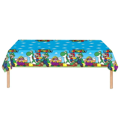 Mario Luigi Peach Princess Yoshi Toad Cake Insertion Cards Banner Spiral Tablecloth Mario Theme Birthday Party Carvinal Props