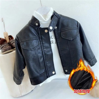 Children's motorcycle leather jacket 2025 new spring and autumn winter girls' jacket boys' western-style jacket