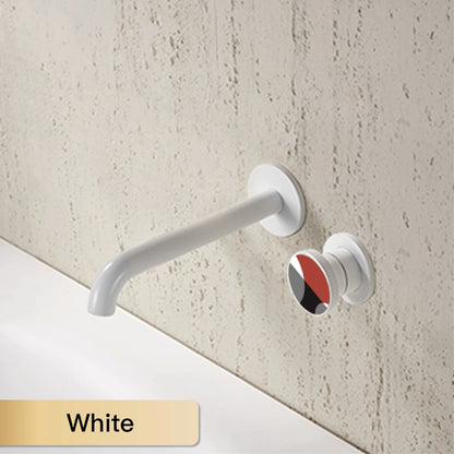 Modern luxury gun gray brass bathroom faucet with wall mounted design, cold and hot dual control, simple basin faucet