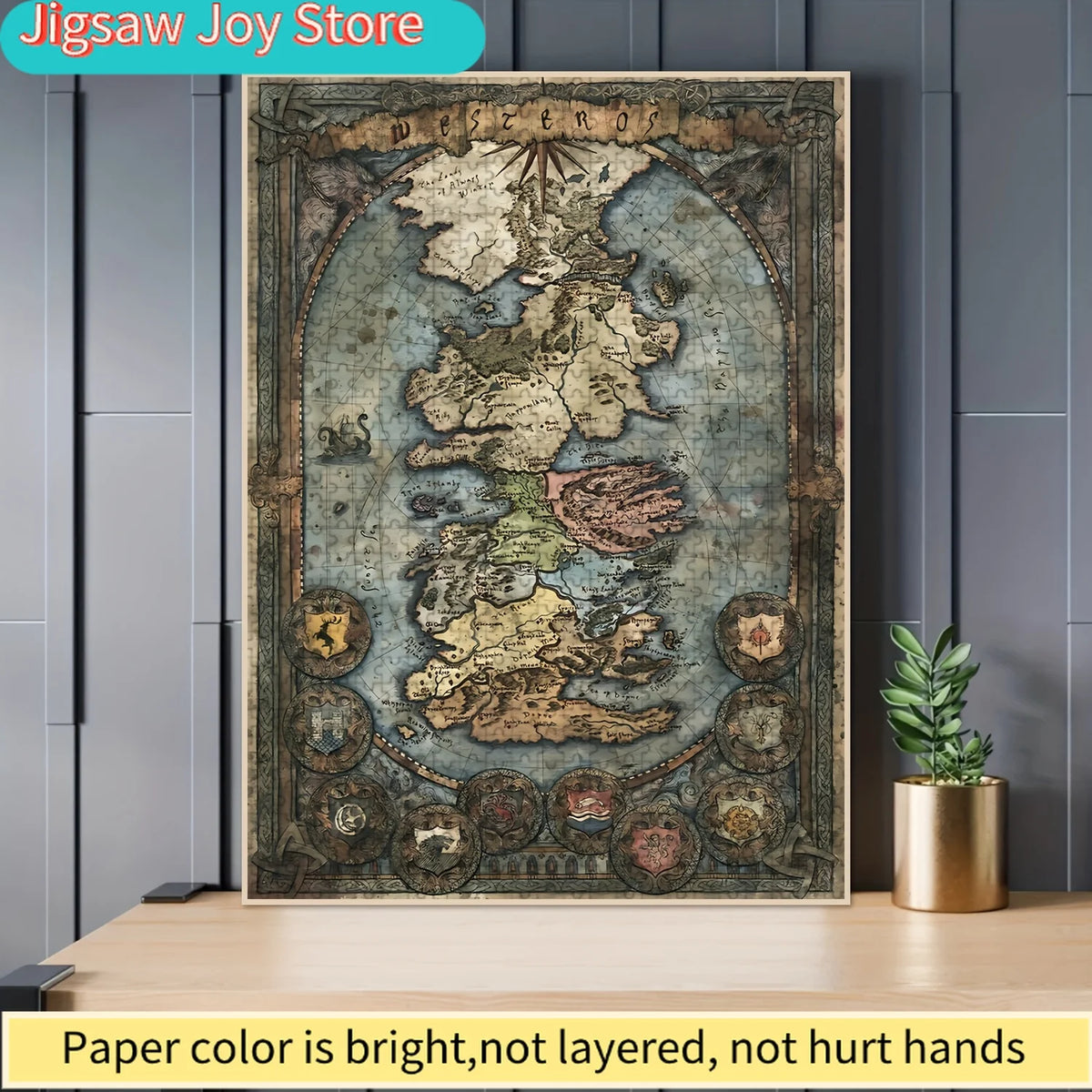 A  Puzzle Featuring a Seamless Map of Westeros, Perfect for Puzzle Enthusiasts. Ideal for Family Events Such As Halloween, Chr